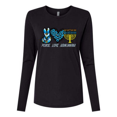 Peace Love Hanukkah Jewish Hanukkah Chanukah  Womens Cotton Relaxed Long Sleeve T-Shirt