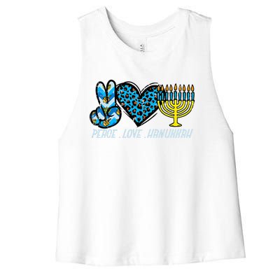 Peace Love Hanukkah Jewish Hanukkah Chanukah  Women's Racerback Cropped Tank