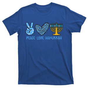 Peace Love Hanukkah Leopard Hanukkah Menorah Jewish  T-Shirt