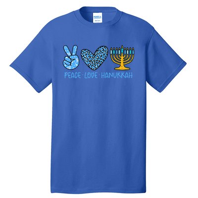 Peace Love Hanukkah Leopard Hanukkah Menorah Jewish  Tall T-Shirt