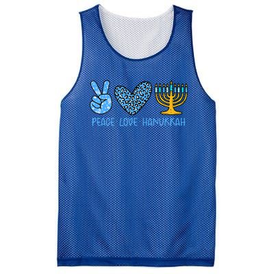 Peace Love Hanukkah Leopard Hanukkah Menorah Jewish  Mesh Reversible Basketball Jersey Tank