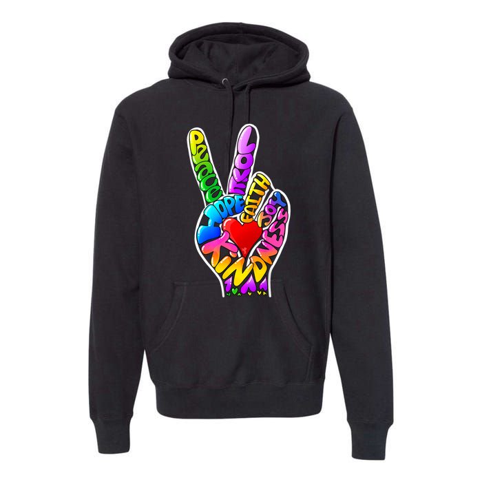 Peace Love Hope Joy Faith Kindness Premium Hoodie