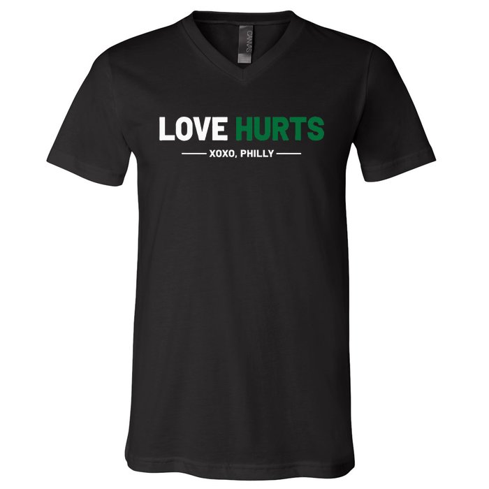 Philadelphia Love Hurts Philly Fan Pride V-Neck T-Shirt