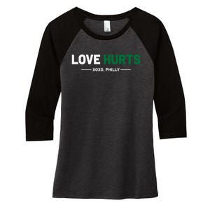 Philadelphia Love Hurts Philly Fan Pride Women's Tri-Blend 3/4-Sleeve Raglan Shirt