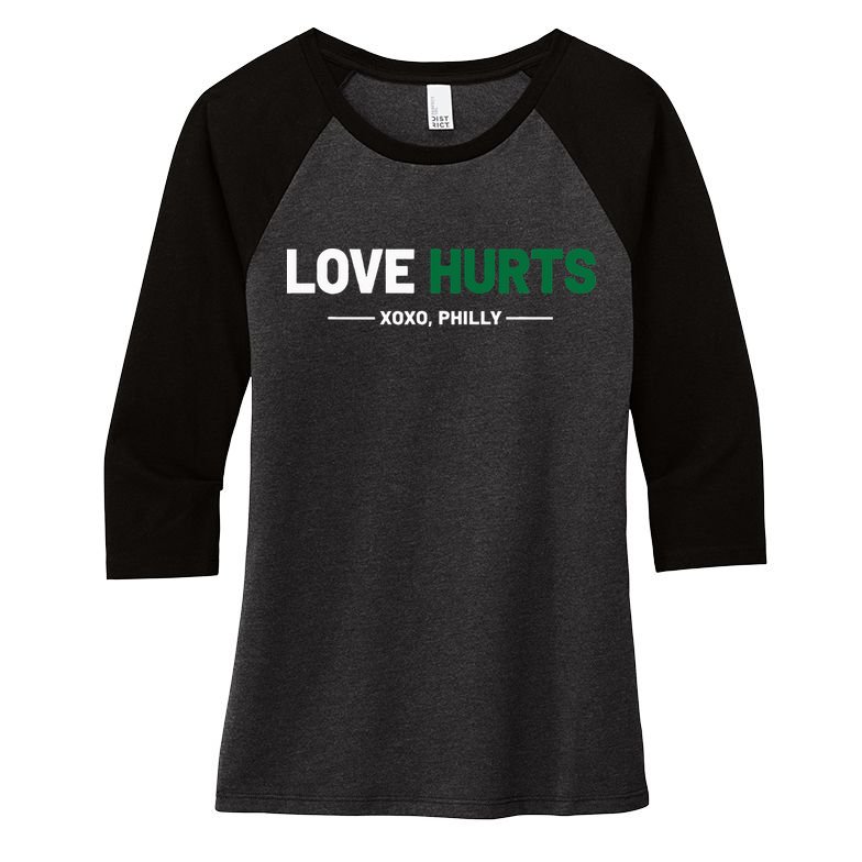 Philadelphia Love Hurts Philly Fan Pride Women's Tri-Blend 3/4-Sleeve Raglan Shirt
