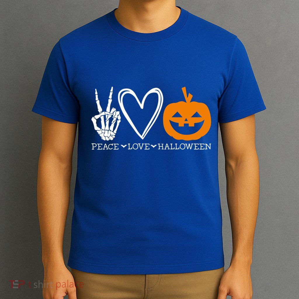 Peace Love Halloween Humorous Design For Fans Of Spooky Gift T-Shirt