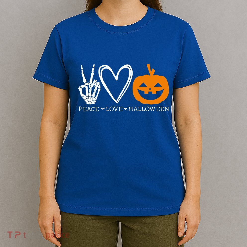 Peace Love Halloween Humorous Design For Fans Of Spooky Gift T-Shirt