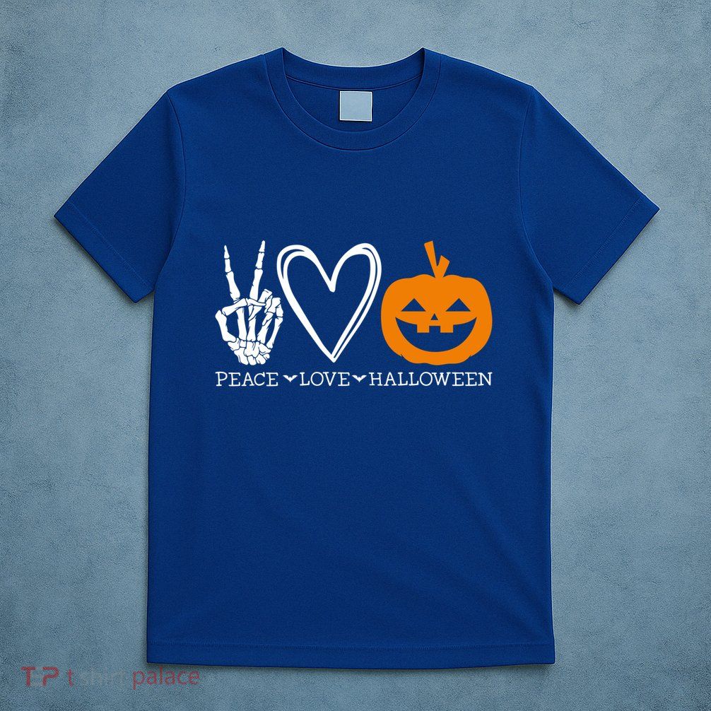 Peace Love Halloween Humorous Design For Fans Of Spooky Gift T-Shirt