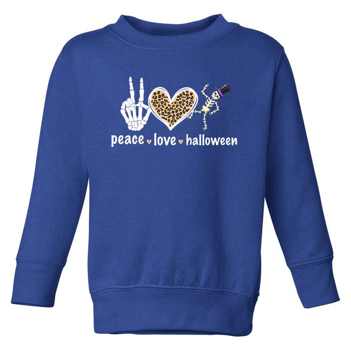 Peace Love Halloween Skeleton Halloween Gift Toddler Sweatshirt