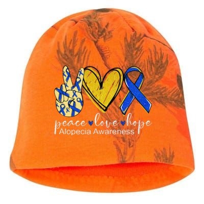 Peace Love Hope Alopecia Awareness Blue Ribbon Kati - Camo Knit Beanie