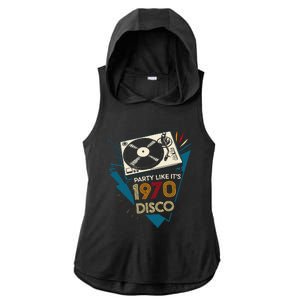 Party Like ItS 1970 Disco Funky Retro Music Ladies PosiCharge Tri-Blend Wicking Draft Hoodie Tank