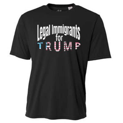 Patriotic Legal Immigrant Support Trump 2024 American Flag Cooling Performance Crew T-Shirt