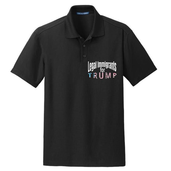 Patriotic Legal Immigrant Support Trump 2024 American Flag Dry Zone Grid Polo