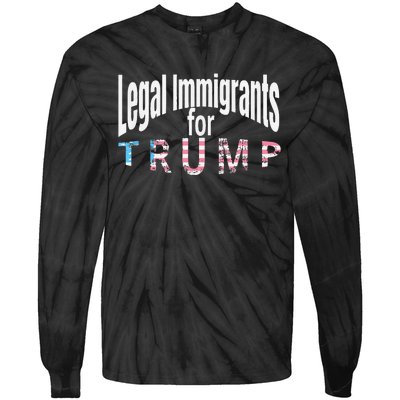 Patriotic Legal Immigrant Support Trump 2024 American Flag Tie-Dye Long Sleeve Shirt