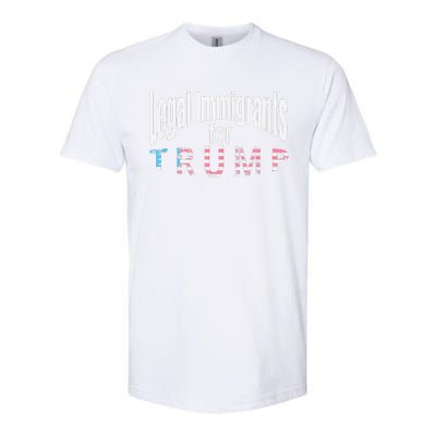 Patriotic Legal Immigrant Support Trump 2024 American Flag Softstyle® CVC T-Shirt