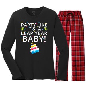 Party Like It’S A Leap Year Baby Leaplings Leap Day Feb 2 Leap Day February 29 Women's Long Sleeve Flannel Pajama Set 