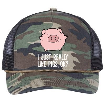 Pigs Lover I Just Really Like Pigs, OK? Cute Pigs Retro Rope Trucker Hat Cap