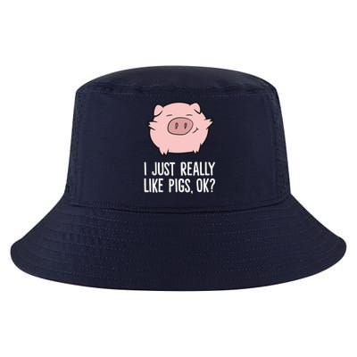 Pigs Lover I Just Really Like Pigs, OK? Cute Pigs Cool Comfort Performance Bucket Hat