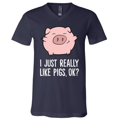 Pigs Lover I Just Really Like Pigs, OK? Cute Pigs V-Neck T-Shirt