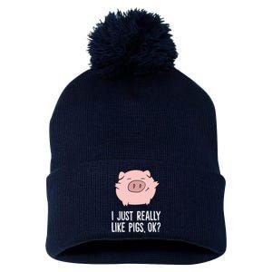 Pigs Lover I Just Really Like Pigs, OK? Cute Pigs Pom Pom 12in Knit Beanie