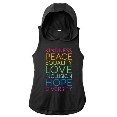 Peace Love Inclusion Equality Diversity Human Rights Ladies PosiCharge Tri-Blend Wicking Draft Hoodie Tank