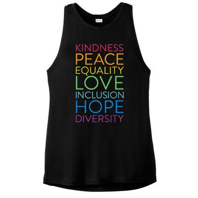 Peace Love Inclusion Equality Diversity Human Rights Ladies PosiCharge Tri-Blend Wicking Tank