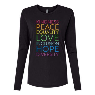 Peace Love Inclusion Equality Diversity Human Rights Womens Cotton Relaxed Long Sleeve T-Shirt