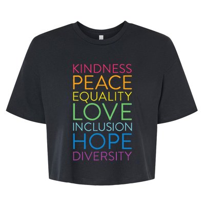 Peace Love Inclusion Equality Diversity Human Rights Bella+Canvas Jersey Crop Tee