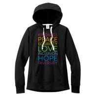 Peace Love Inclusion Equality Diversity Human Rights Women's Fleece Hoodie