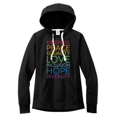 Peace Love Inclusion Equality Diversity Human Rights Women's Fleece Hoodie