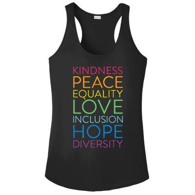 Peace Love Inclusion Equality Diversity Human Rights Ladies PosiCharge Competitor Racerback Tank