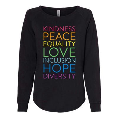 Peace Love Inclusion Equality Diversity Human Rights Womens California Wash Sweatshirt