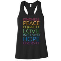 Peace Love Inclusion Equality Diversity Human Rights Women's Racerback Tank