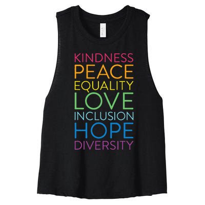 Peace Love Inclusion Equality Diversity Human Rights Women's Racerback Cropped Tank