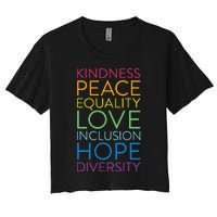 Peace Love Inclusion Equality Diversity Human Rights Women's Crop Top Tee