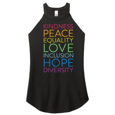 Peace Love Inclusion Equality Diversity Human Rights Women's Perfect Tri Rocker Tank