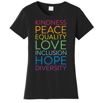 Peace Love Inclusion Equality Diversity Human Rights Women's T-Shirt