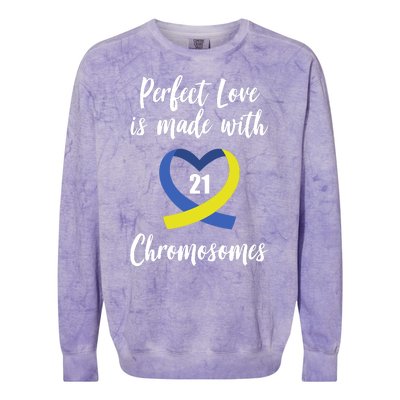 Perfect Love Is Made With 21 Chromosomes Down Syndrome Colorblast Crewneck Sweatshirt