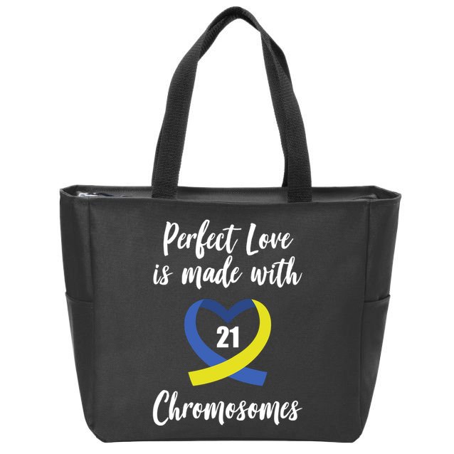 Perfect Love Is Made With 21 Chromosomes Down Syndrome Zip Tote Bag