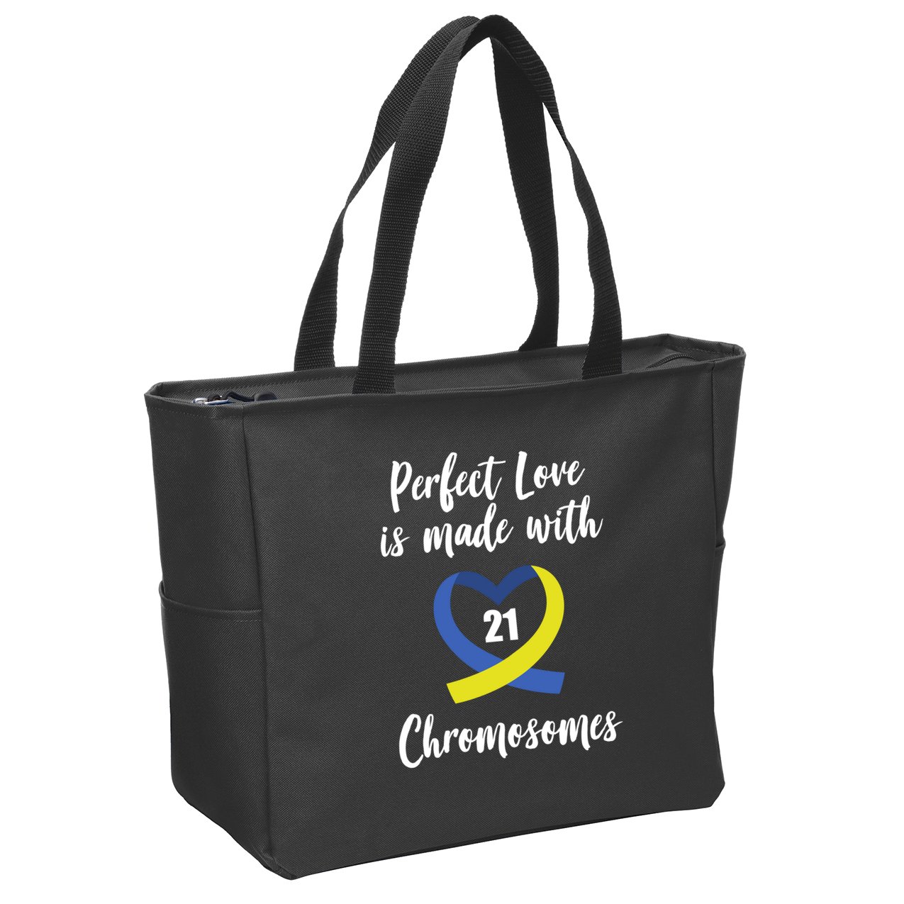 Perfect Love Is Made With 21 Chromosomes Down Syndrome Zip Tote Bag