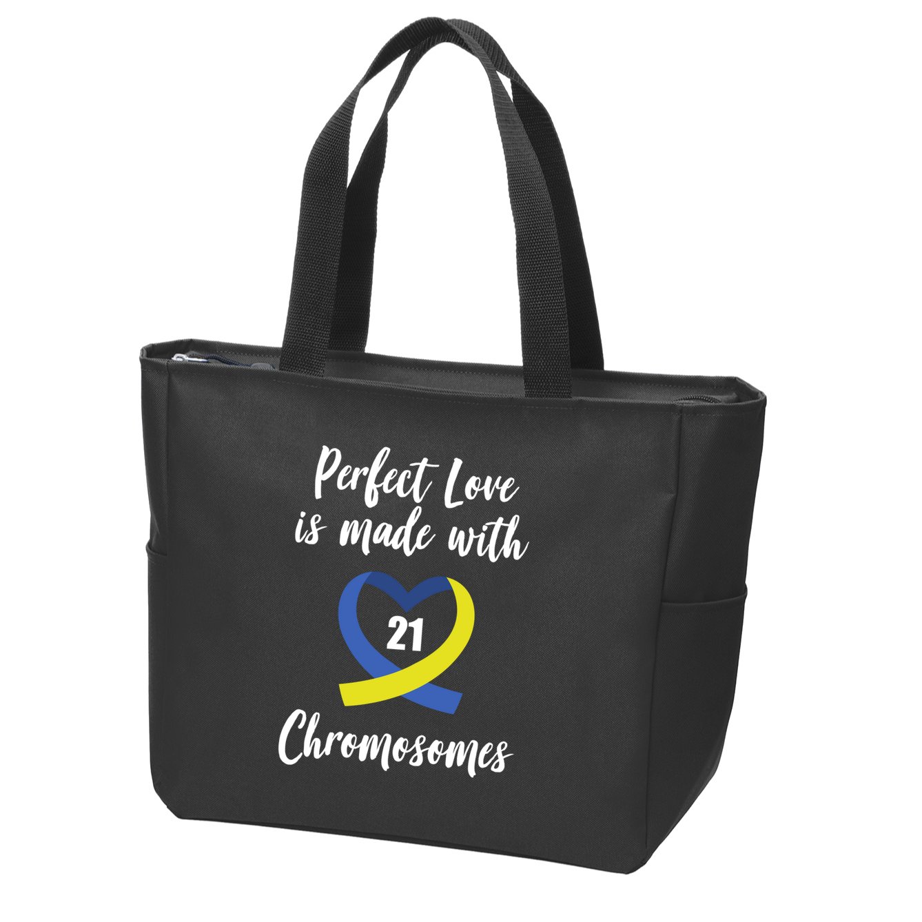 Perfect Love Is Made With 21 Chromosomes Down Syndrome Zip Tote Bag
