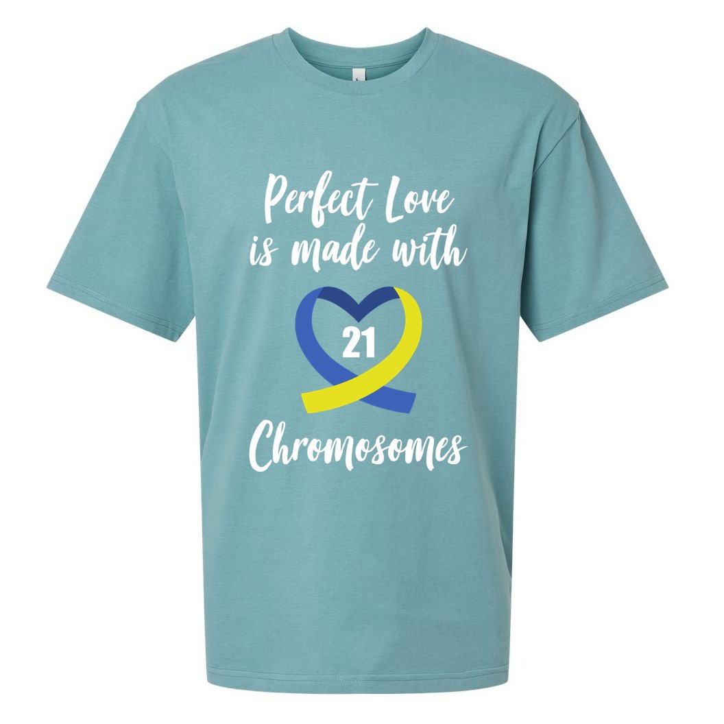 Perfect Love Is Made With 21 Chromosomes Down Syndrome Sueded Cloud Jersey T-Shirt