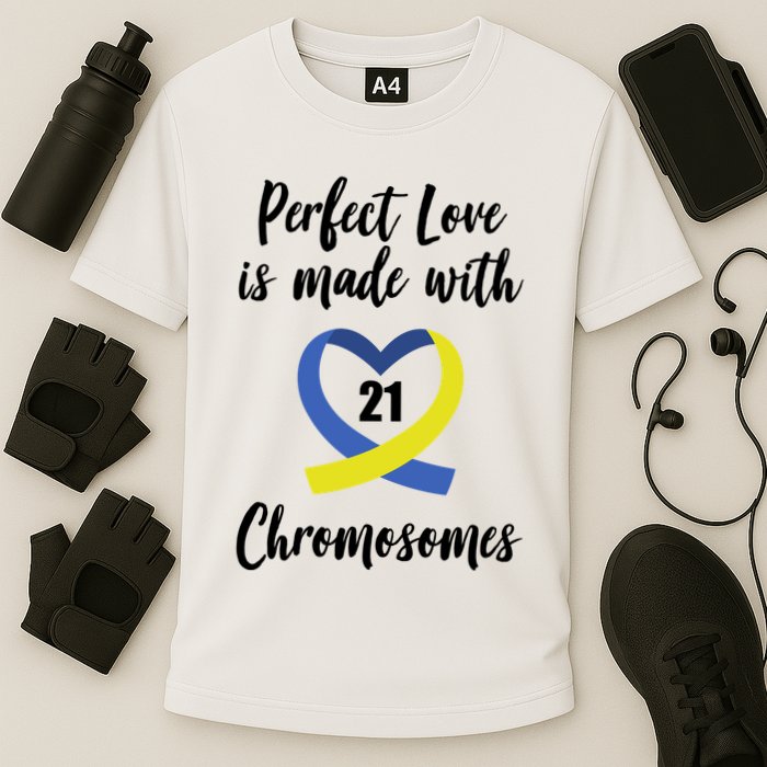 Perfect Love Is Made With 21 Chromosomes Down Syndrome Cooling Performance Crew T-Shirt