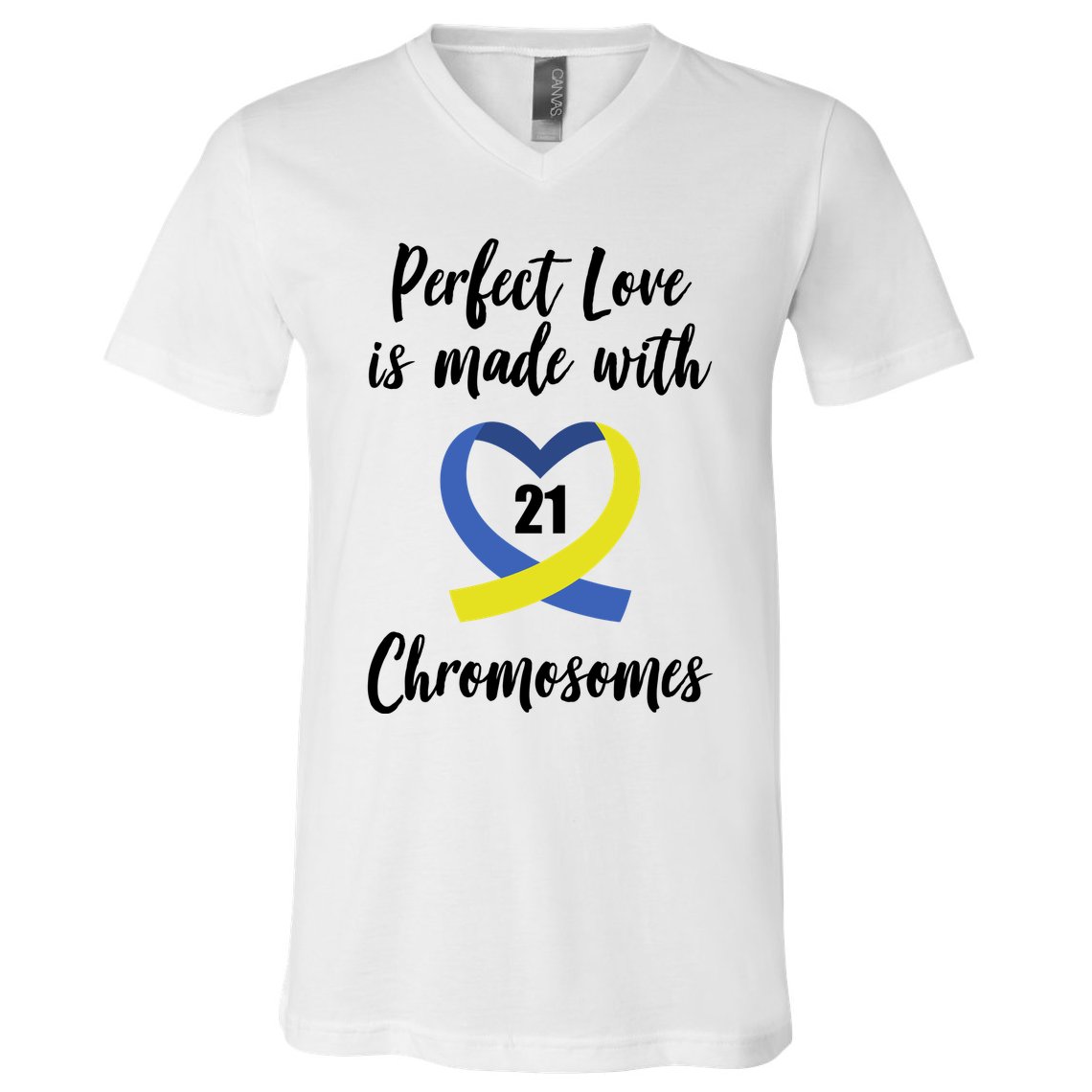 Perfect Love Is Made With 21 Chromosomes Down Syndrome V-Neck T-Shirt
