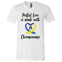 Perfect Love Is Made With 21 Chromosomes Down Syndrome V-Neck T-Shirt