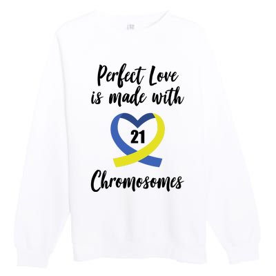 Perfect Love Is Made With 21 Chromosomes Down Syndrome Premium Crewneck Sweatshirt