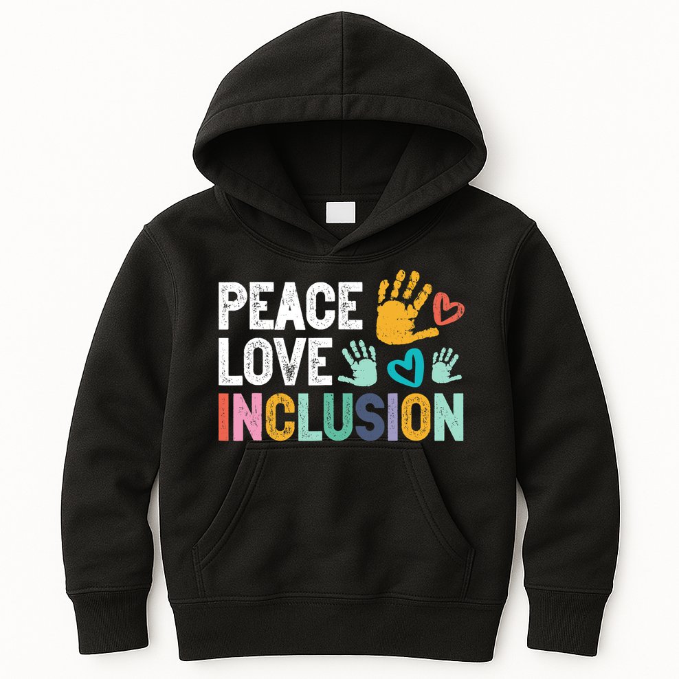 Peace Love Inclusion For A Sped Teacher Kids Hoodie