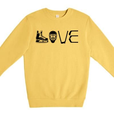 Peace Love Ice Hockey Game Day Ice Hockey Player Christmas Gift Premium Crewneck Sweatshirt