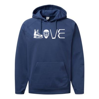 Peace Love Ice Hockey Game Day Ice Hockey Player Christmas Gift Performance Fleece Hoodie