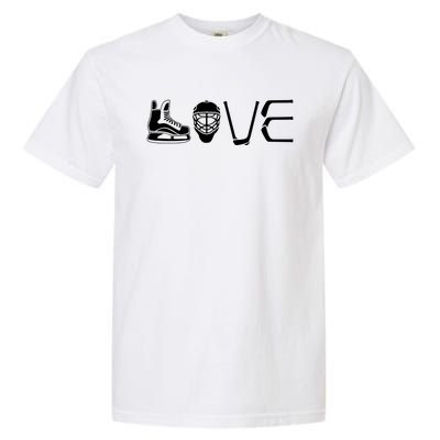 Peace Love Ice Hockey Game Day Ice Hockey Player Christmas Gift Garment-Dyed Heavyweight T-Shirt